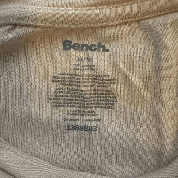Bench Women's Cotton Stretch Short Sleeve Crew Neck T-Shirt Solid Cream Size XL - Picture 3 of 4